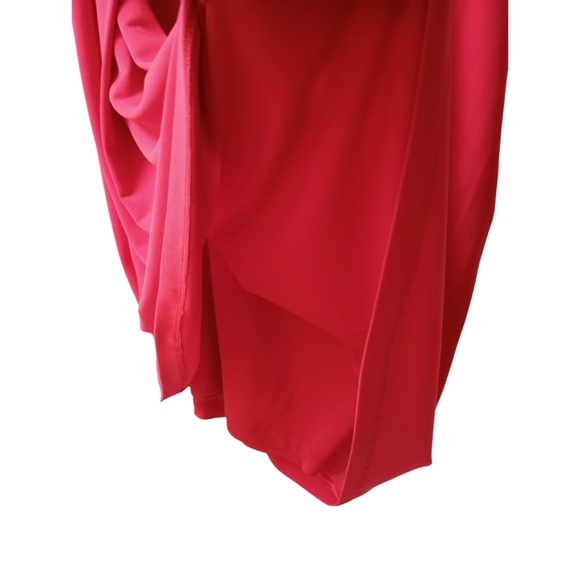 Calvin Klein Vibrant Red 1 Shoulder Dress Beaded Ruched Waist Accent Holidays 14 - Picture 7 of 10